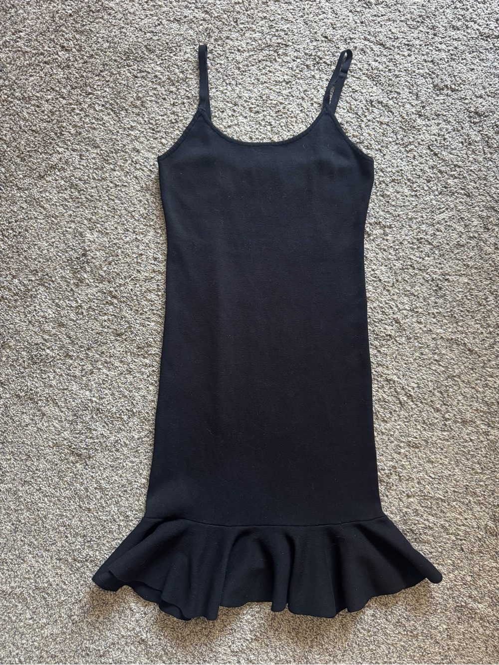 Black Spaghetti Strap Ruffle Hem Body Dress